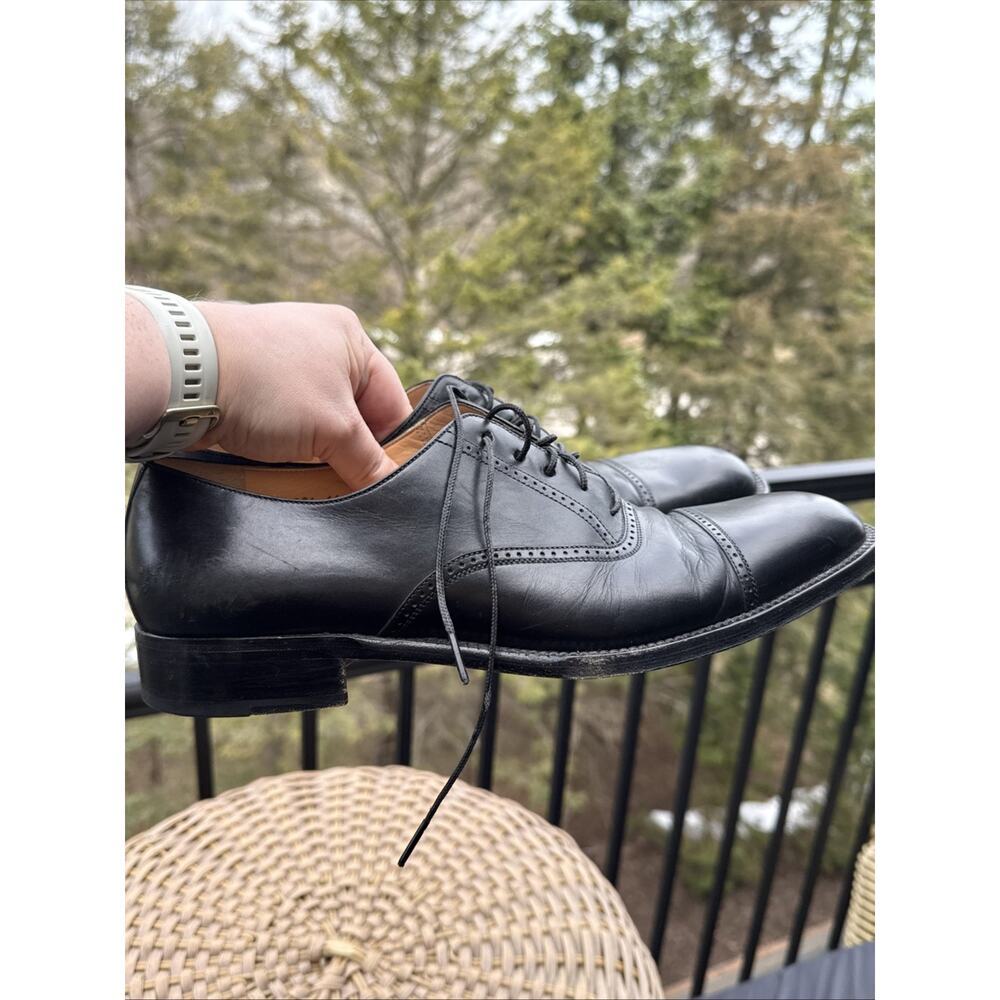 Bruno Magli Mens Black Lyndon shoes Leather  brogue cap toe  made in Italy 10.5M
